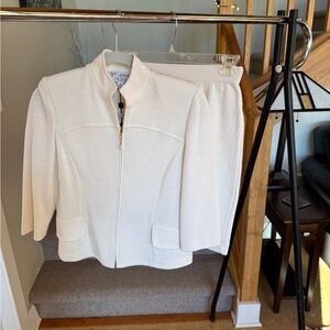 St. John Collection Cream Blazer, Tank & Skirt Set